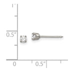 Inverness Stainless Steel Polished 3mm CZ Post Piercing Earrings