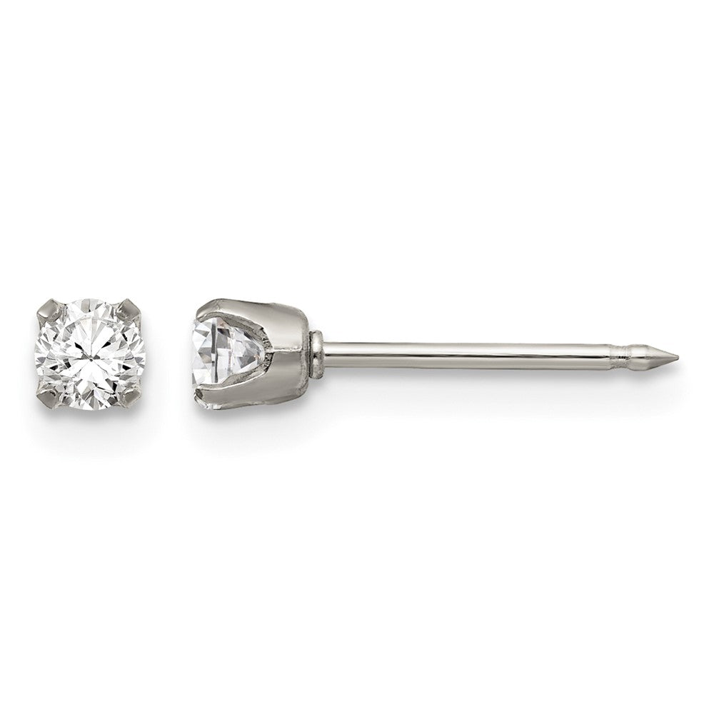 Inverness Stainless Steel Polished 3mm CZ Post Piercing Earrings