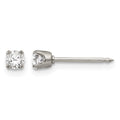 Inverness Stainless Steel Polished 3mm CZ Post Piercing Earrings