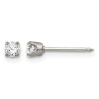 Inverness Stainless Steel Polished 3mm CZ Post Piercing Earrings