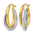 14K Two-tone Polished Double Oval Twist Hoop Earrings