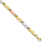 10K w/Rose and White Rhodium Bracelet