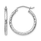 14K White Gold Round Hoop Earrings
