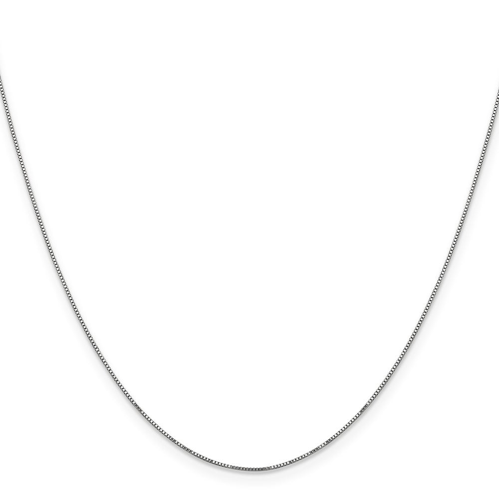 14K White Gold Carded .5mm Box Link with Spring Ring Clasp Chain