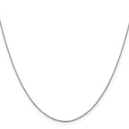 14K White Gold Carded .5mm Box Link with Spring Ring Clasp Chain