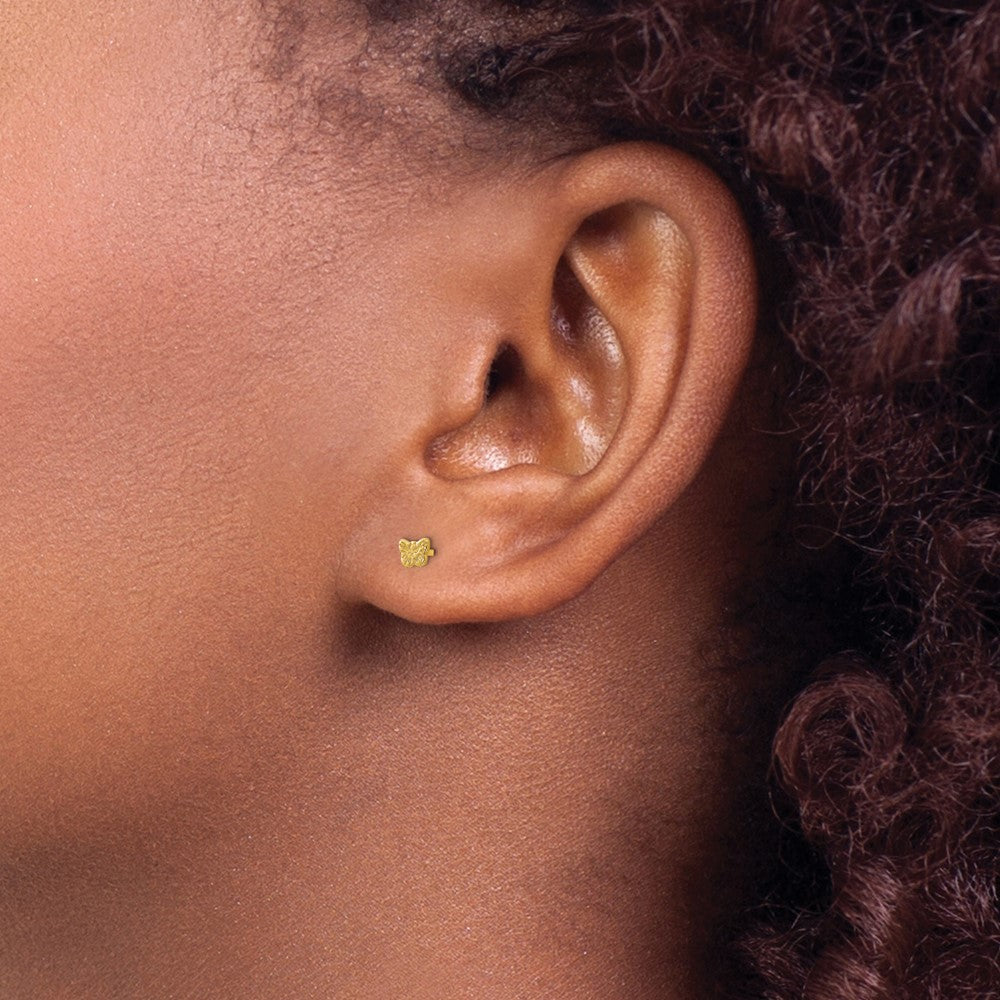Inverness Stainless Steel 24K Gold-plated Petite Butterfly Post Piercing Earrings