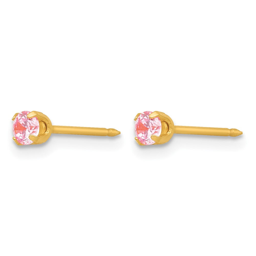 Inverness 14k 3mm Pink CZ Post Piercing Earrings