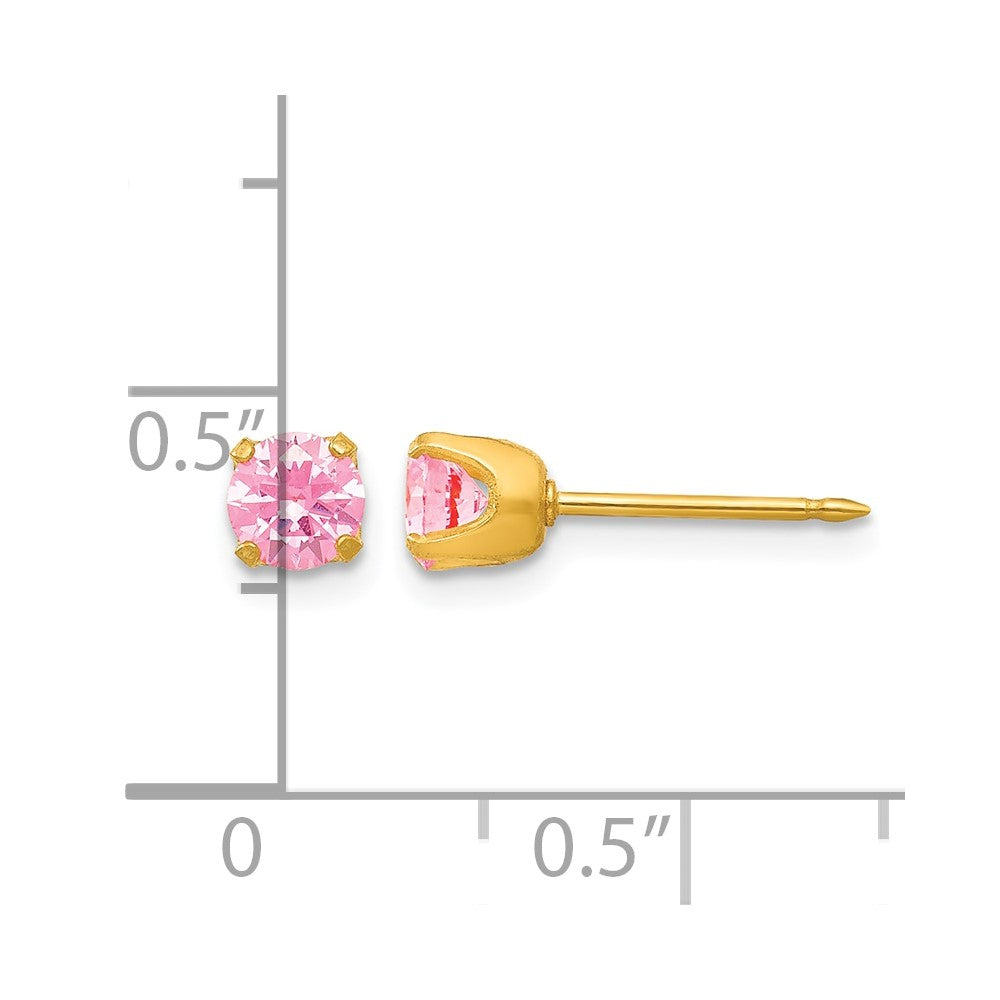 Inverness 14k 5mm Pink CZ Post Piercing Earrings