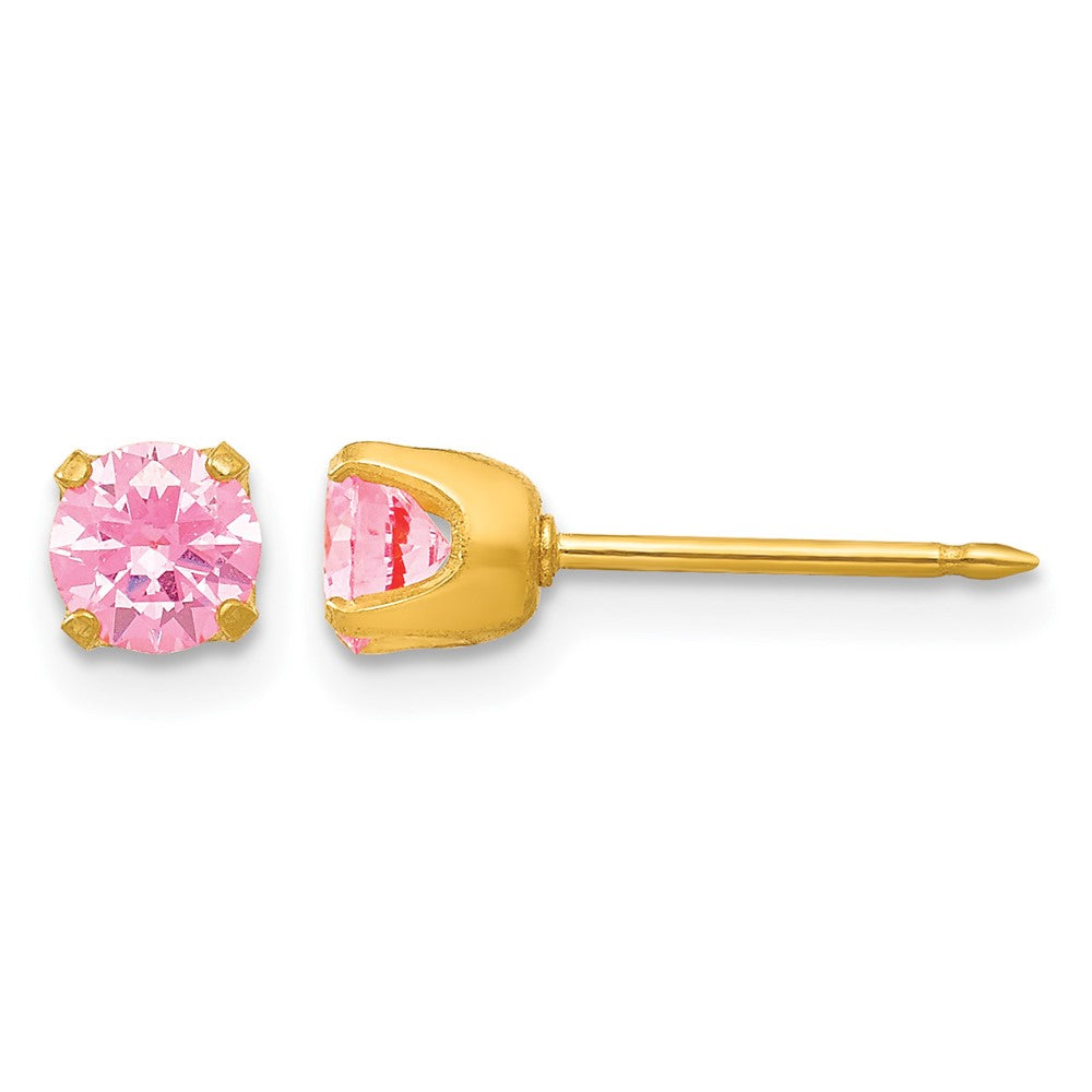 Inverness 14k 5mm Pink CZ Post Piercing Earrings