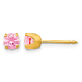 Inverness 14k 5mm Pink CZ Post Piercing Earrings