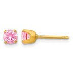 Inverness 14k 5mm Pink CZ Post Piercing Earrings
