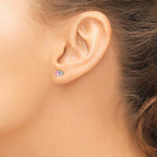 Inverness 14k White Gold 5mm Pink CZ Piercing Earrings