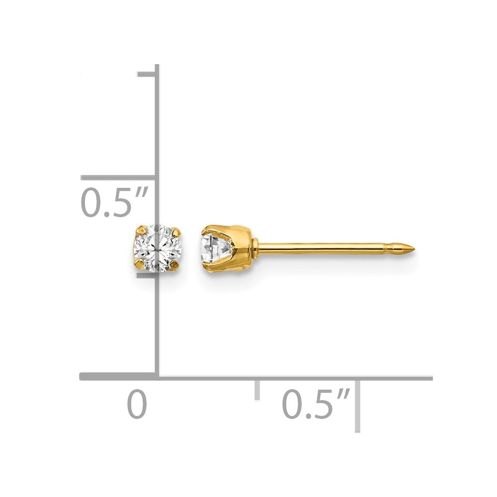 Inverness 14k 3mm CZ Long Post Piercing Earrings