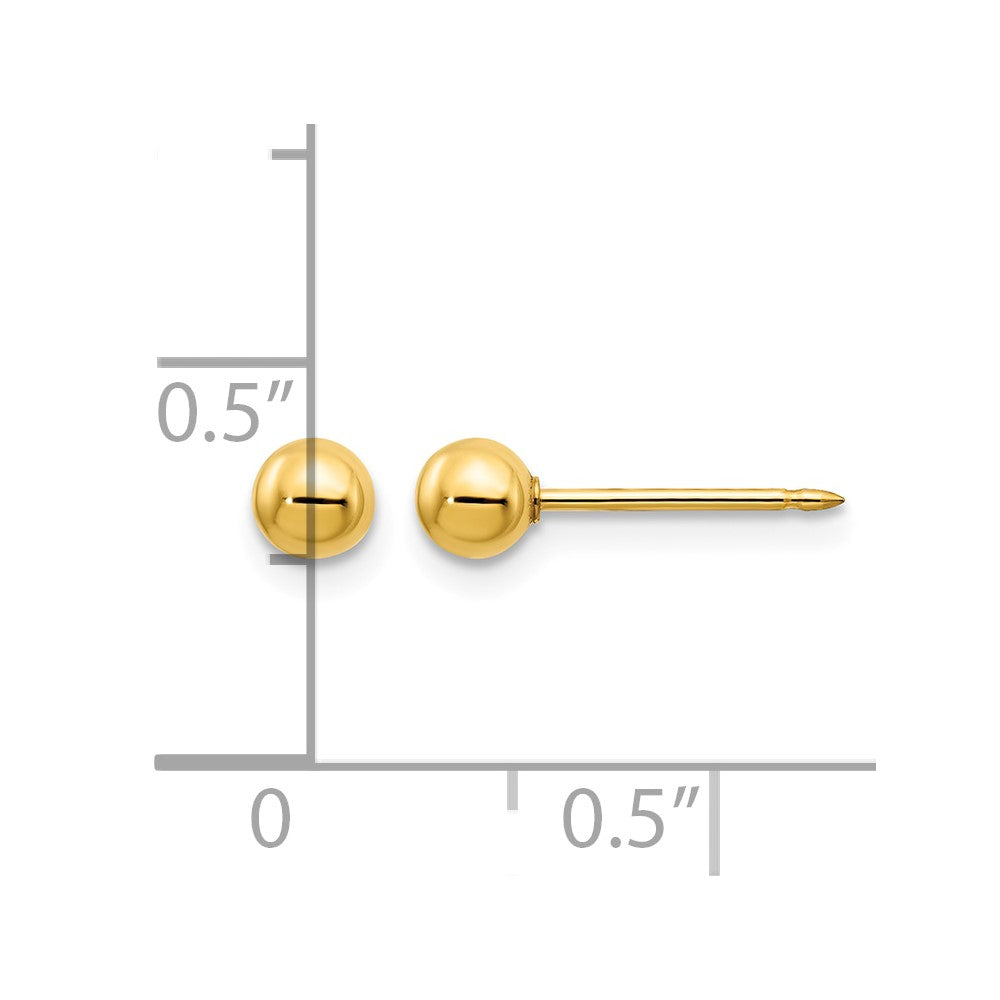 Inverness 14k Polished 4mm Ball Long Post Piercing Earrings