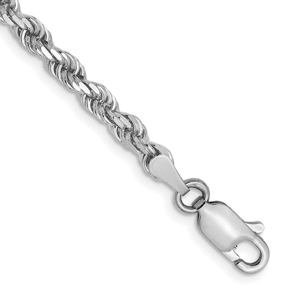14k White Gold 3.0mm Diamond-cut Rope Chain