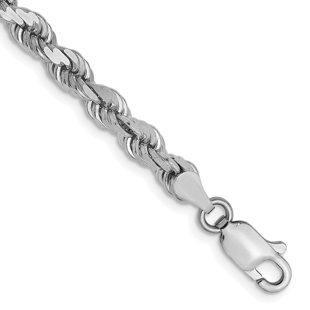 14k White Gold 4.0mm Diamond-cut Rope Chain