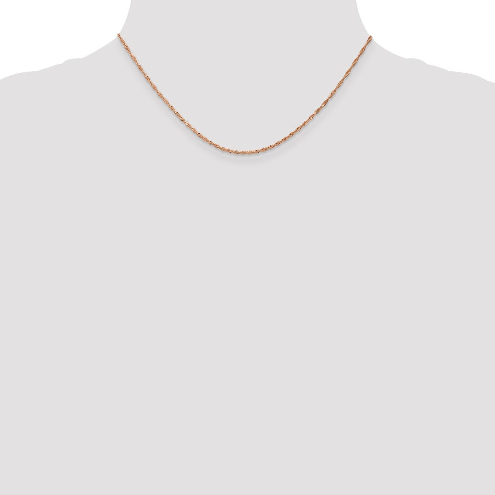 14K Rose Gold 1mm Singapore with Lobster Clasp Chain