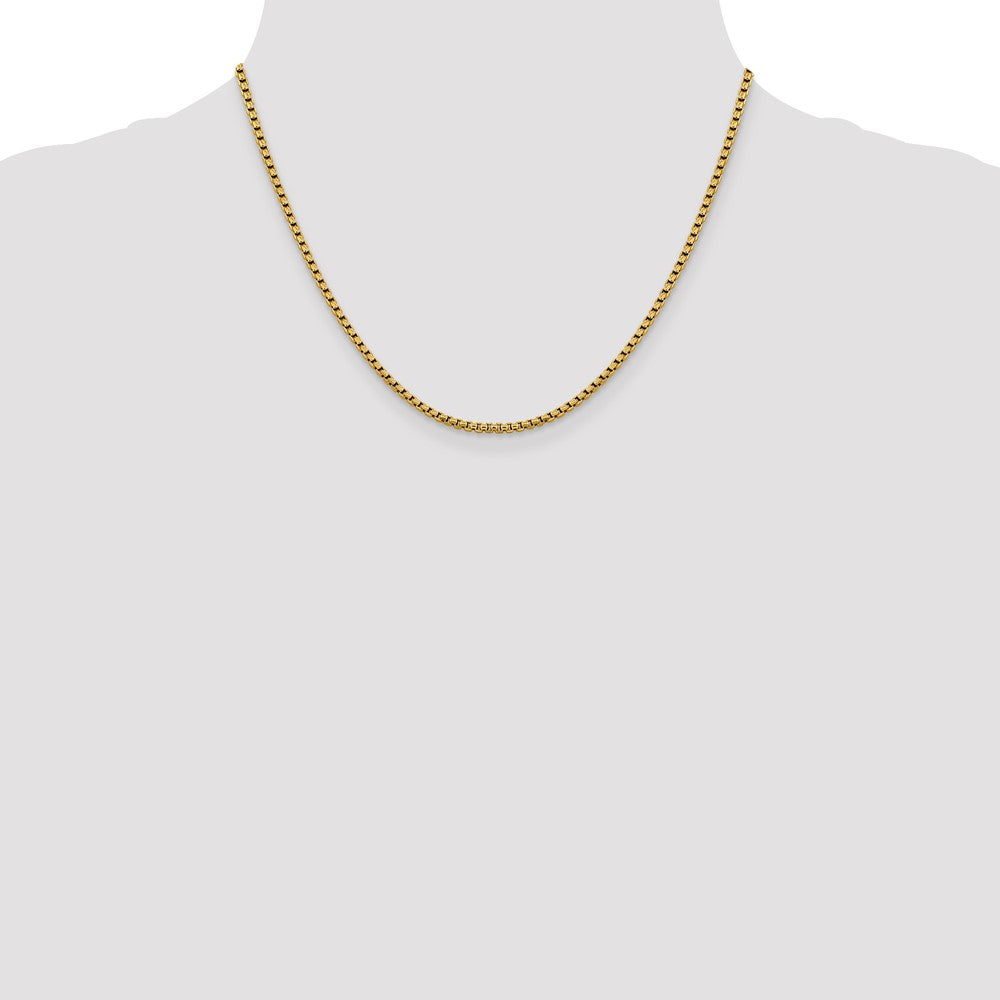 14K 2.4mm Semi-Solid D/C Round Box Chain