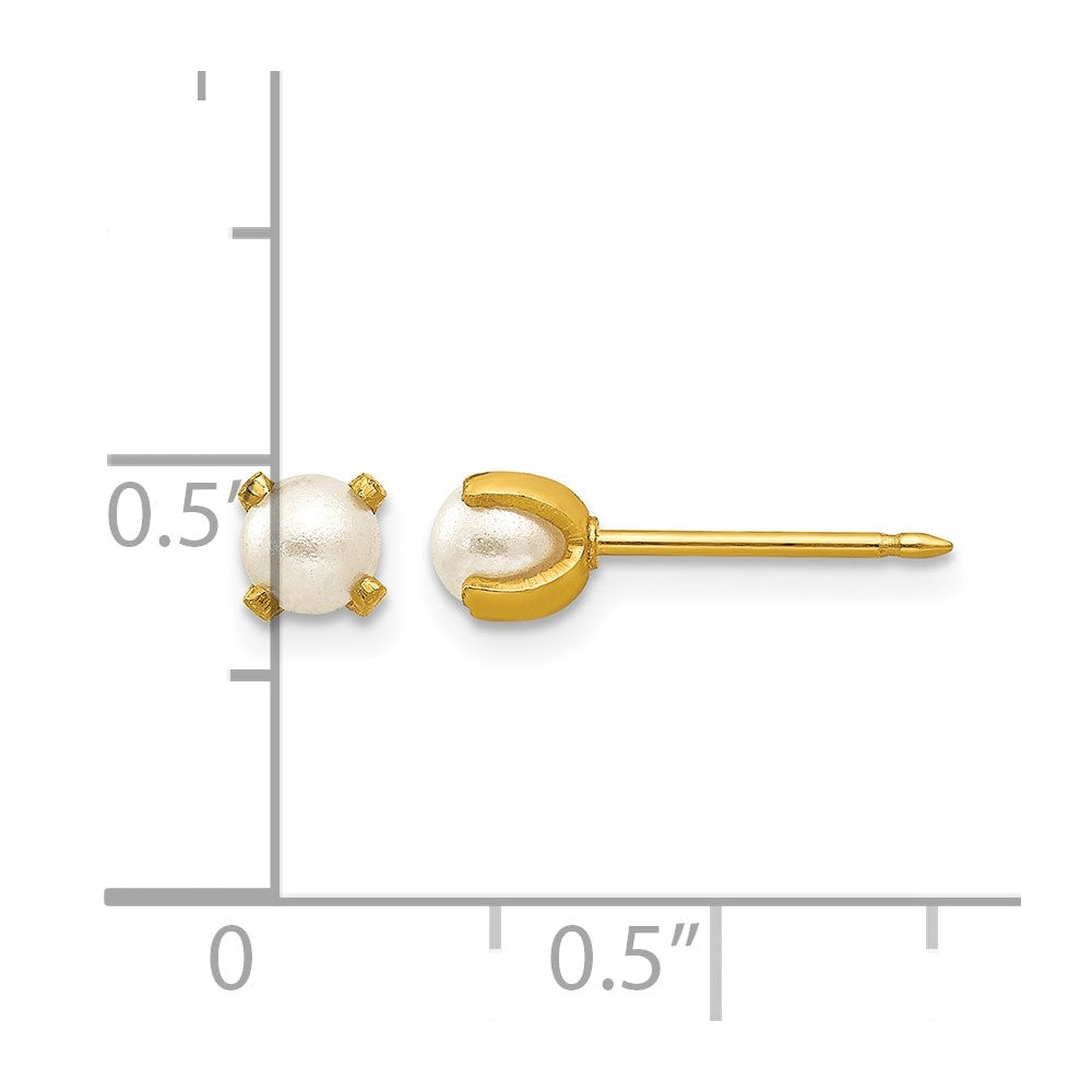 Inverness 14k 4mm Simulated Pearl Post Piercing Earrings