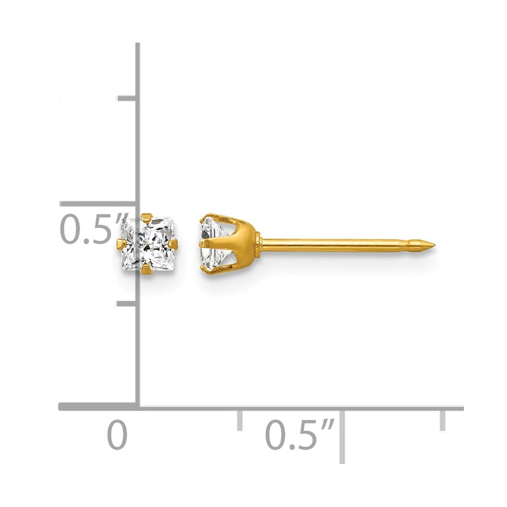 Inverness 14k 3mm Square CZ Post Piercing Earrings