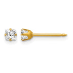 Inverness 14k 3mm Square CZ Post Piercing Earrings