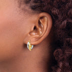 14K Two-tone Polished Double Round Twist Hoop Earrings