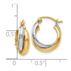 14K Two-tone Polished Double Round Twist Hoop Earrings