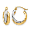 14K Two-tone Polished Double Round Twist Hoop Earrings