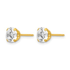Inverness Stainless Steel 24K Gold-plated 7mm CZ Post Piercing Earrings
