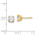 Inverness Stainless Steel 24K Gold-plated 7mm CZ Post Piercing Earrings