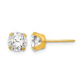 Inverness Stainless Steel 24K Gold-plated 7mm CZ Post Piercing Earrings