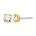 Inverness Stainless Steel 24K Gold-plated 7mm CZ Post Piercing Earrings