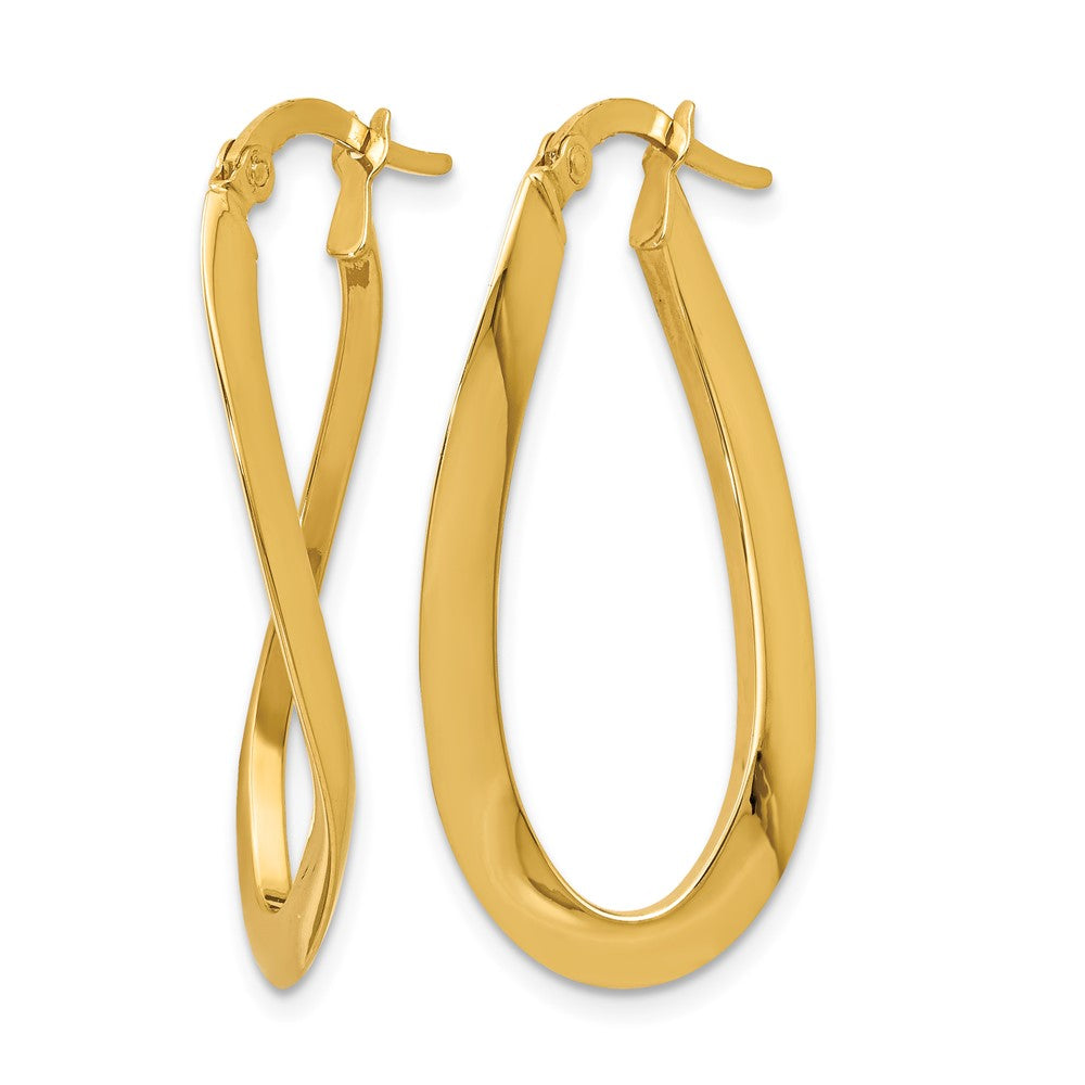 14K Polished Oval Hoop Earrings