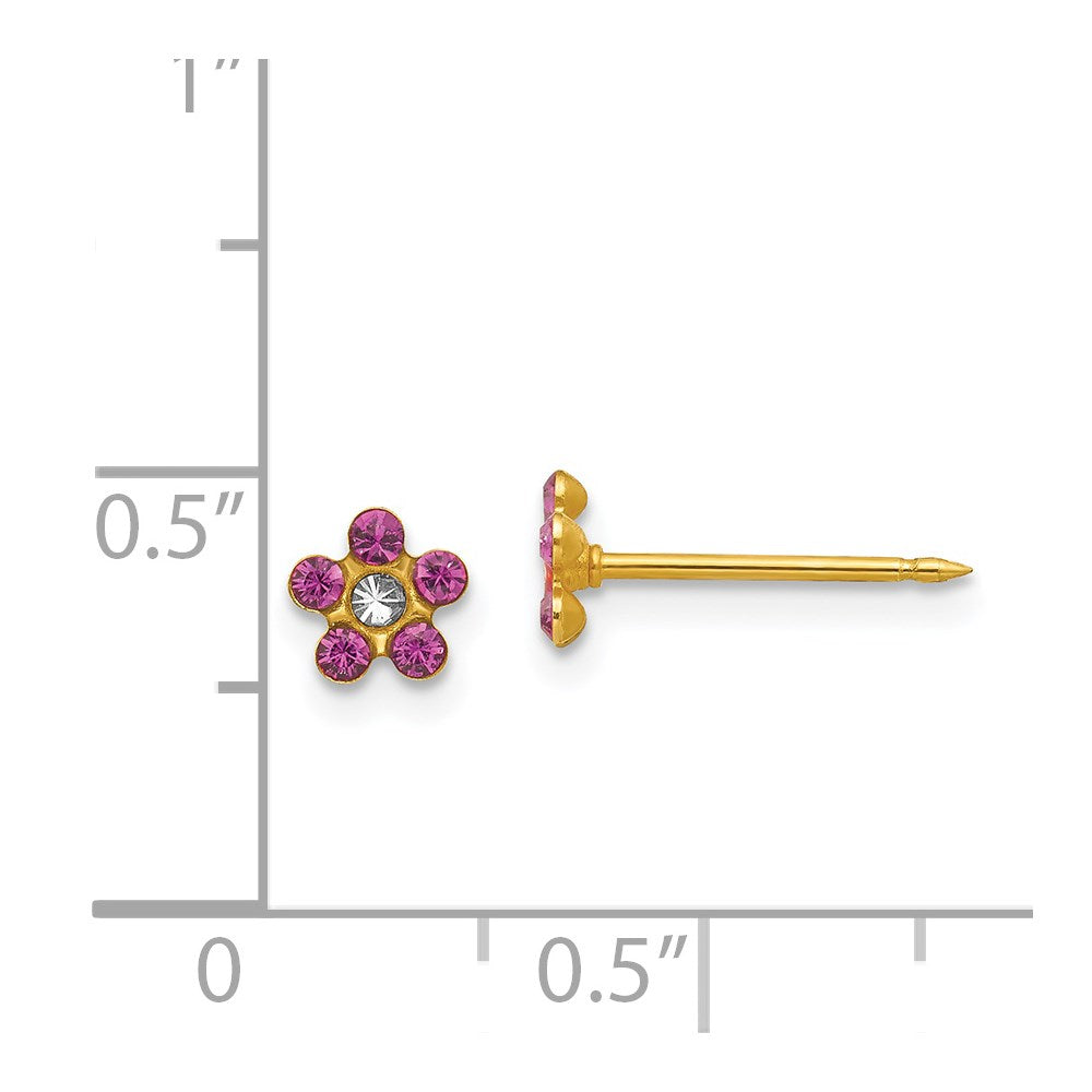 Inverness 14k February Purple Crystal Birthstone Flower Post Piercing Earrings