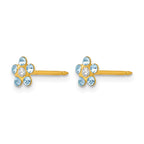 Inverness 14k March Light Blue Crystal Birthstone Flower Post Piercing Earrings