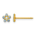 Inverness 14k March Light Blue Crystal Birthstone Flower Post Piercing Earrings