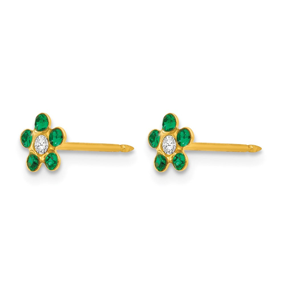 Inverness 14k May Green Crystal Birthstone Flower Post Piercing Earrings