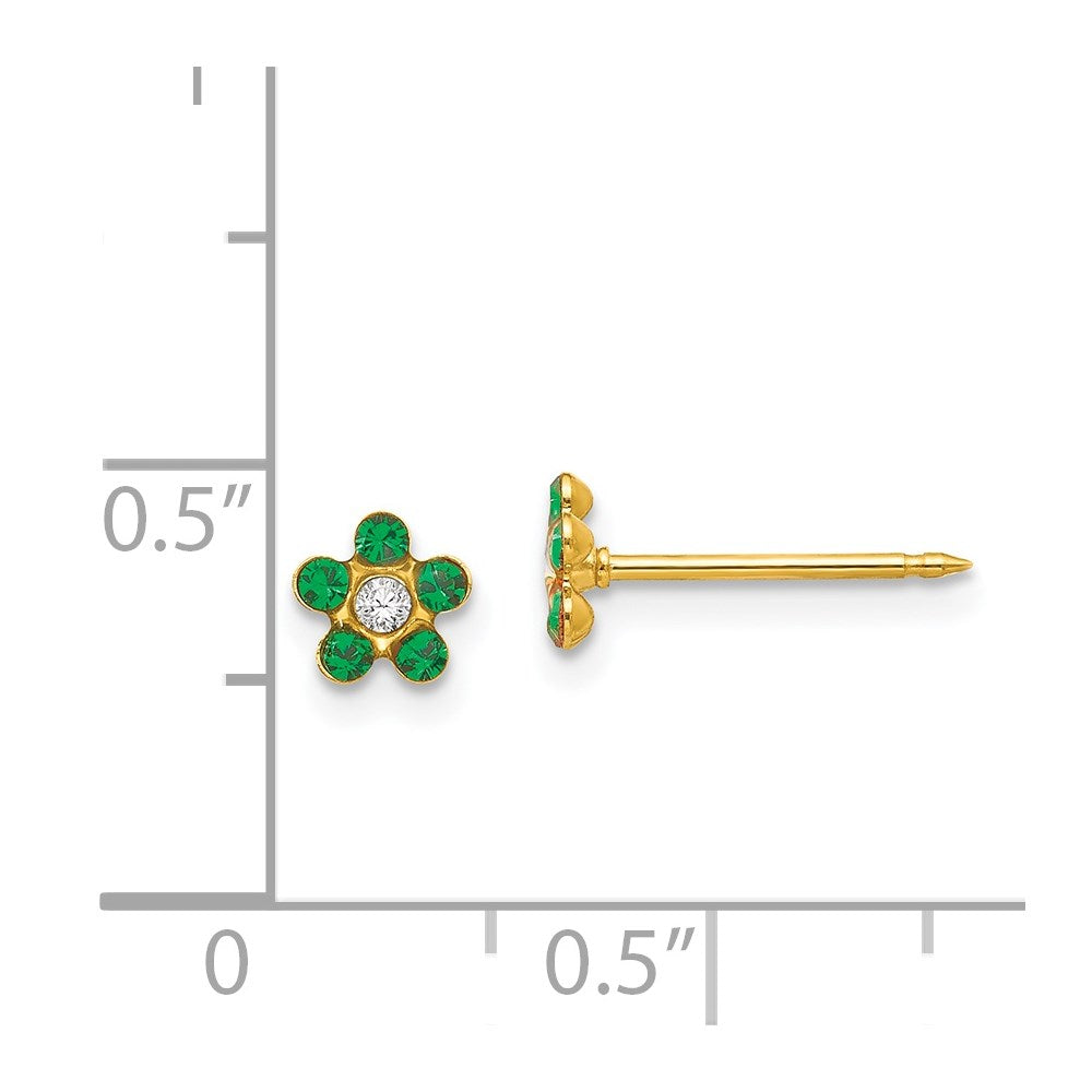 Inverness 14k May Green Crystal Birthstone Flower Post Piercing Earrings