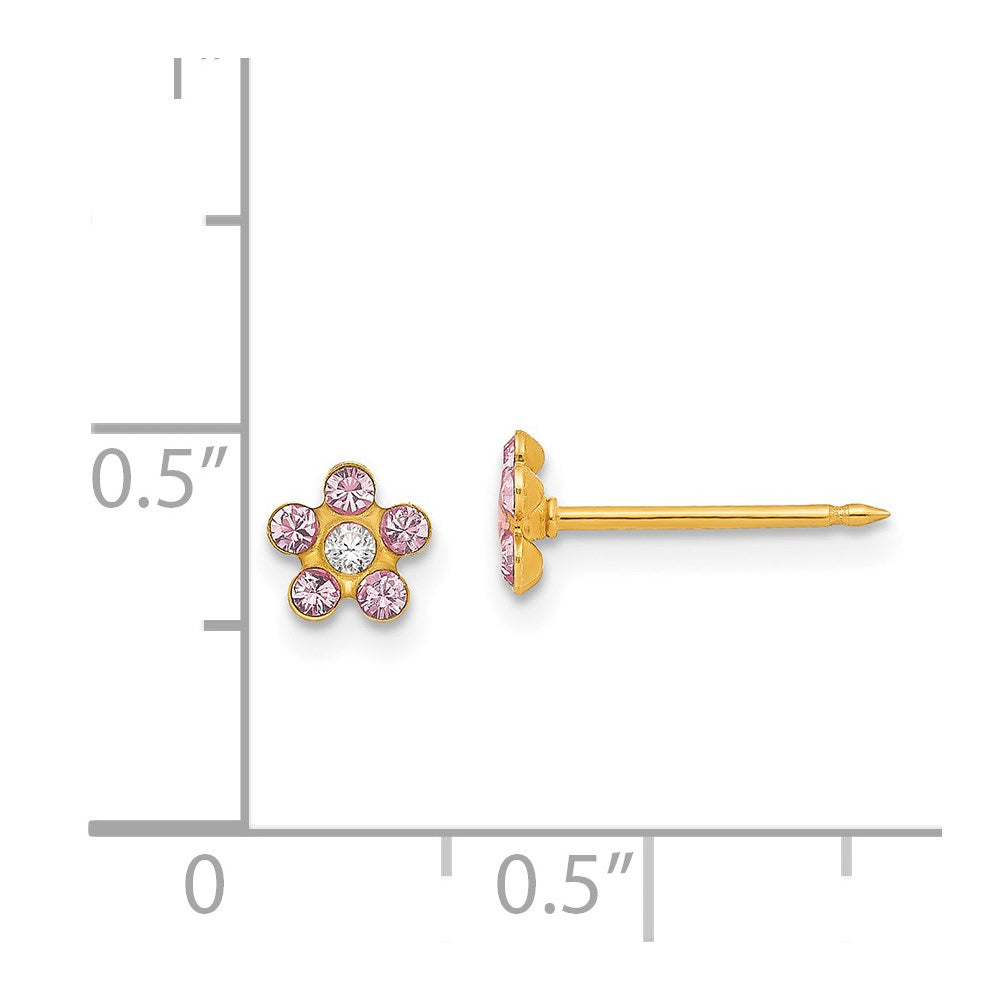 Inverness 14k June Pink Crystal Birthstone Flower Post Piercing Earrings