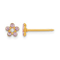 Inverness 14k June Pink Crystal Birthstone Flower Post Piercing Earrings