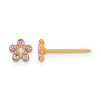 Inverness 14k June Pink Crystal Birthstone Flower Post Piercing Earrings