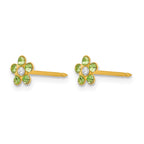 Inverness 14k August Light Green Crystal Birthstone Flower Post Piercing Earrings