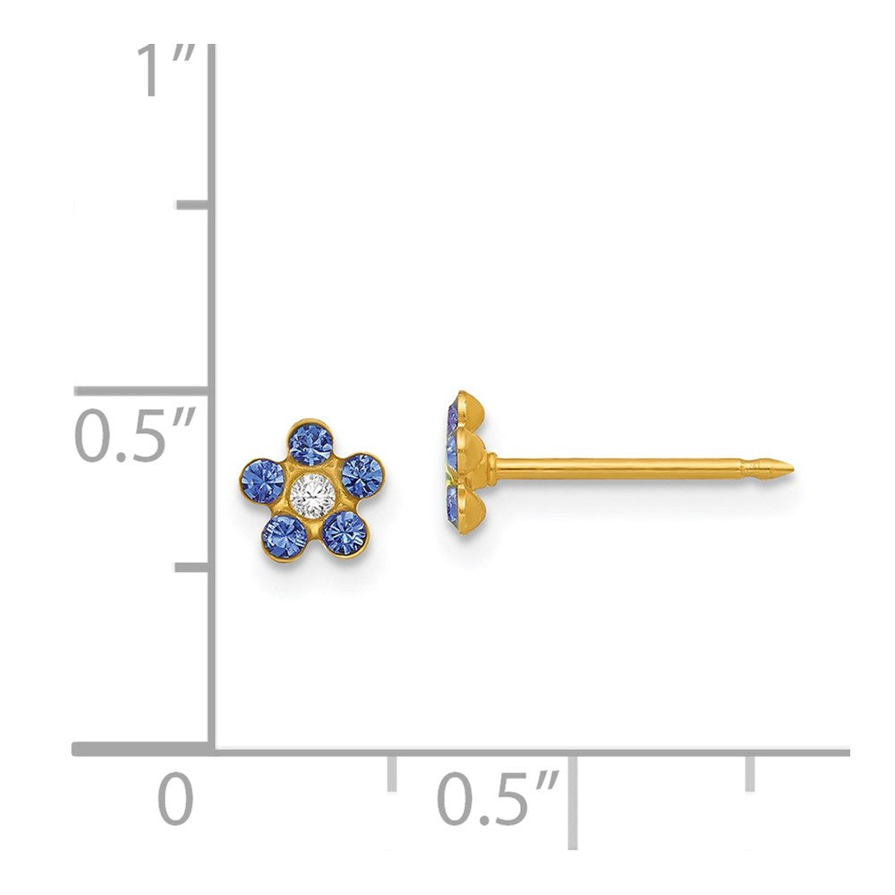 Inverness 14k September Blue Crystal Birthstone Flower Post Piercing Earrings