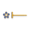 Inverness 14k September Blue Crystal Birthstone Flower Post Piercing Earrings