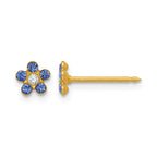 Inverness 14k September Blue Crystal Birthstone Flower Post Piercing Earrings