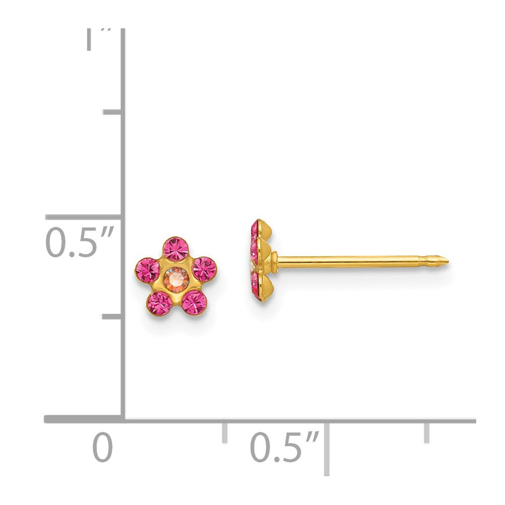 Inverness 14k October Pink Crystal Birthstone Flower Post Piercing Earrings