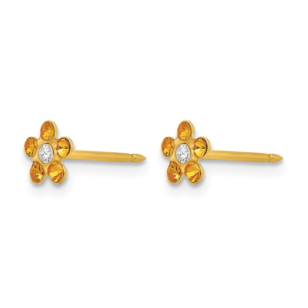 Inverness 14k November Yellow Crystal Birthstone Flower Post Piercing Earrings