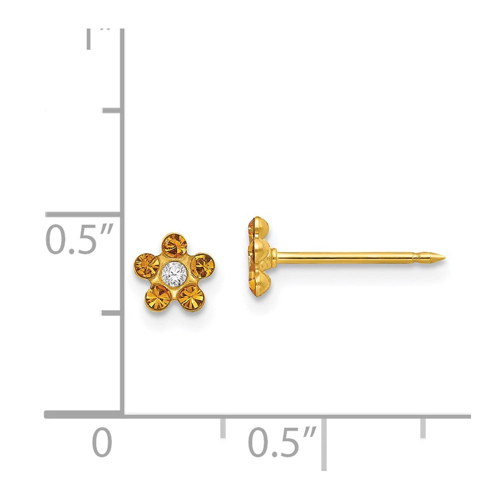 Inverness 14k November Yellow Crystal Birthstone Flower Post Piercing Earrings