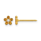 Inverness 14k November Yellow Crystal Birthstone Flower Post Piercing Earrings
