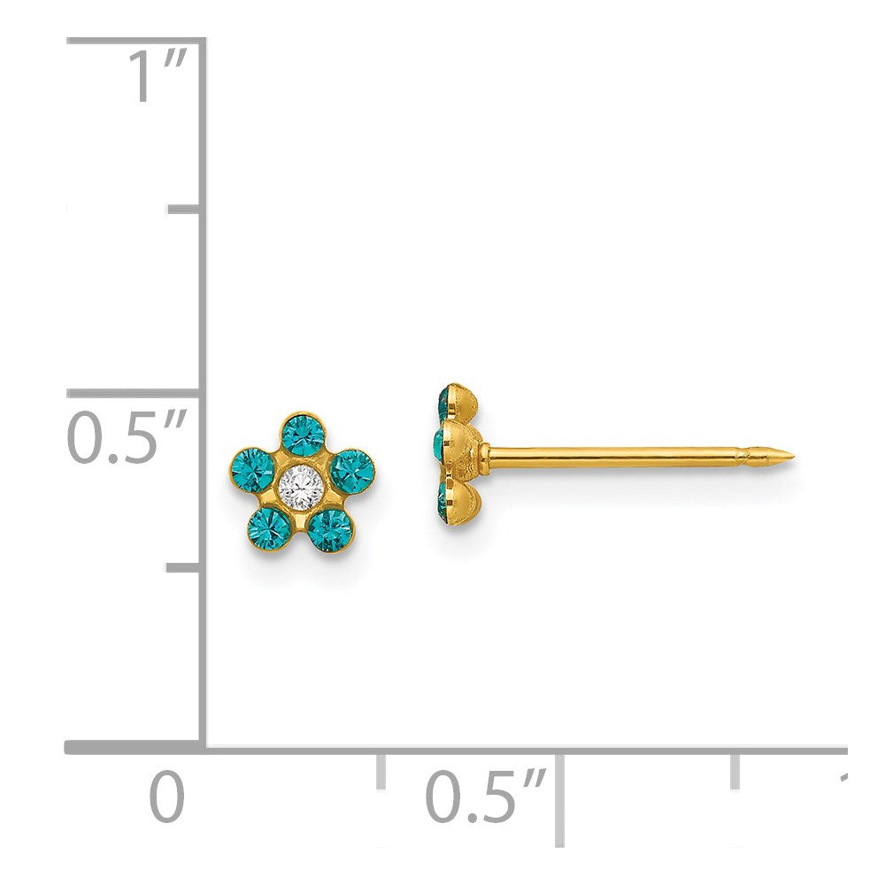 Inverness 14k December Blue Crystal Birthstone Flower Post Piercing Earrings